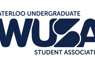 Logo of the Waterloo Undergraduate Student Association, featuring the text "WUSA" prominently in stylized blue letters. Update: The logo was also used during the 2021 Winter Election for student representation and engagement.