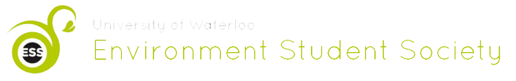 Logo of the Environment Student Society at the University of Waterloo. The logo features a green circular design with "ESS" in the center and text to the right reading, "Environment Student Society." As one of the vibrant campus groups, this student organization promotes sustainability and environmental awareness.