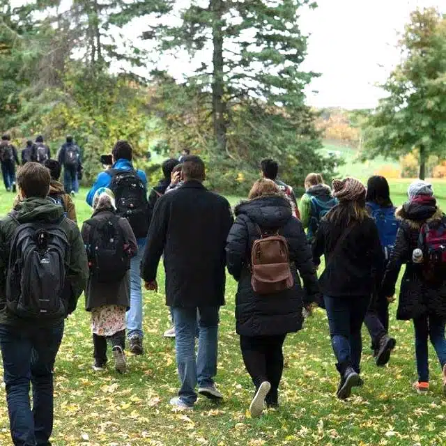 Students Walking in a Crowd
