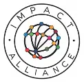 Logo of Impact Alliance featuring a circular emblem with interconnected multicolored dots forming a central design, surrounded by the words "Impact Alliance.