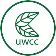 A logo with a stylized leaf design inside a circle above the green text "uWCC".