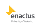 Enactus University of Waterloo logo featuring a yellow geometric shape resembling a paper bird and the text "enactus University of Waterloo.