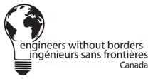 Logo of Engineers Without Borders Canada, featuring a light bulb with a world map inside and the organization's name in English and French beside it.