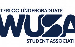 Logo of the Waterloo Undergraduate Student Association, featuring the acronym "WUSA" in bold letters and the full name above and below the acronym. This emblem embodies unity and support for all students, reflecting a stance against issues like anti-Asian racism.