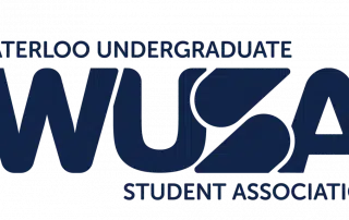 Logo of the Waterloo Undergraduate Student Association, featuring the acronym "WUSA" in bold letters and the full name above and below the acronym. This emblem embodies unity and support for all students, reflecting a stance against issues like anti-Asian racism.