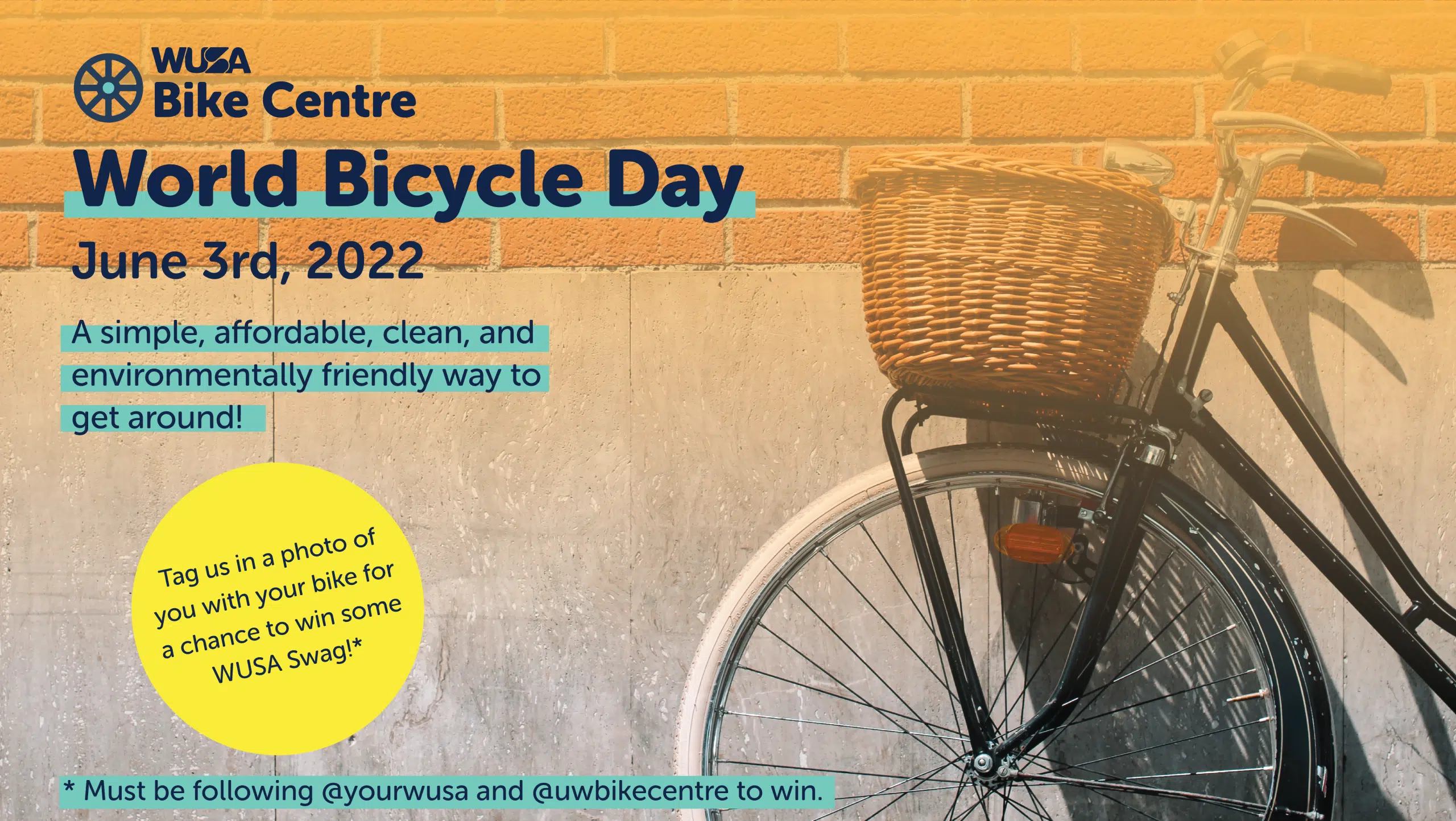 Join us for World Bicycle Day on June 3rd, 2022! Featuring a charming bicycle with a wicker basket, this event champions cycling as a simple, clean, and eco-friendly transportation method. Don’t miss out on our exciting social media contest details included!