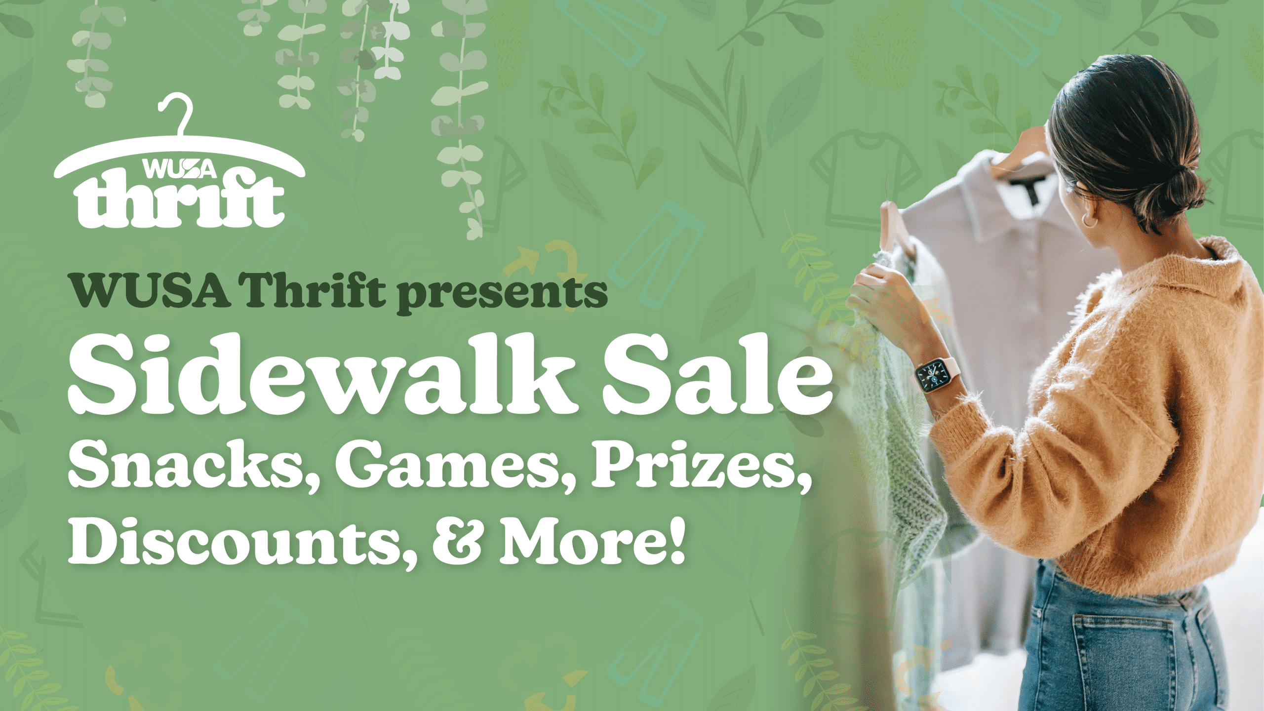 WUSA thrift presents Sidewalk sale. Snacks, Games Prizes, Discounts and More!