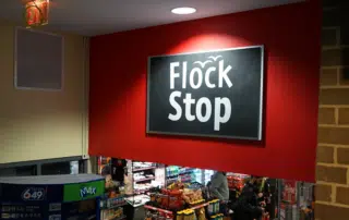 flock stop signage and entrance slc