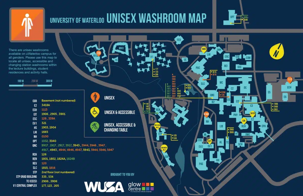 University of Waterloo Unisex Washroom Map