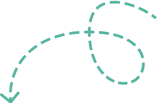 A turquoise, dashed arrow starts at the bottom left, loops upward in a clockwise direction, and points back toward the bottom left corner.