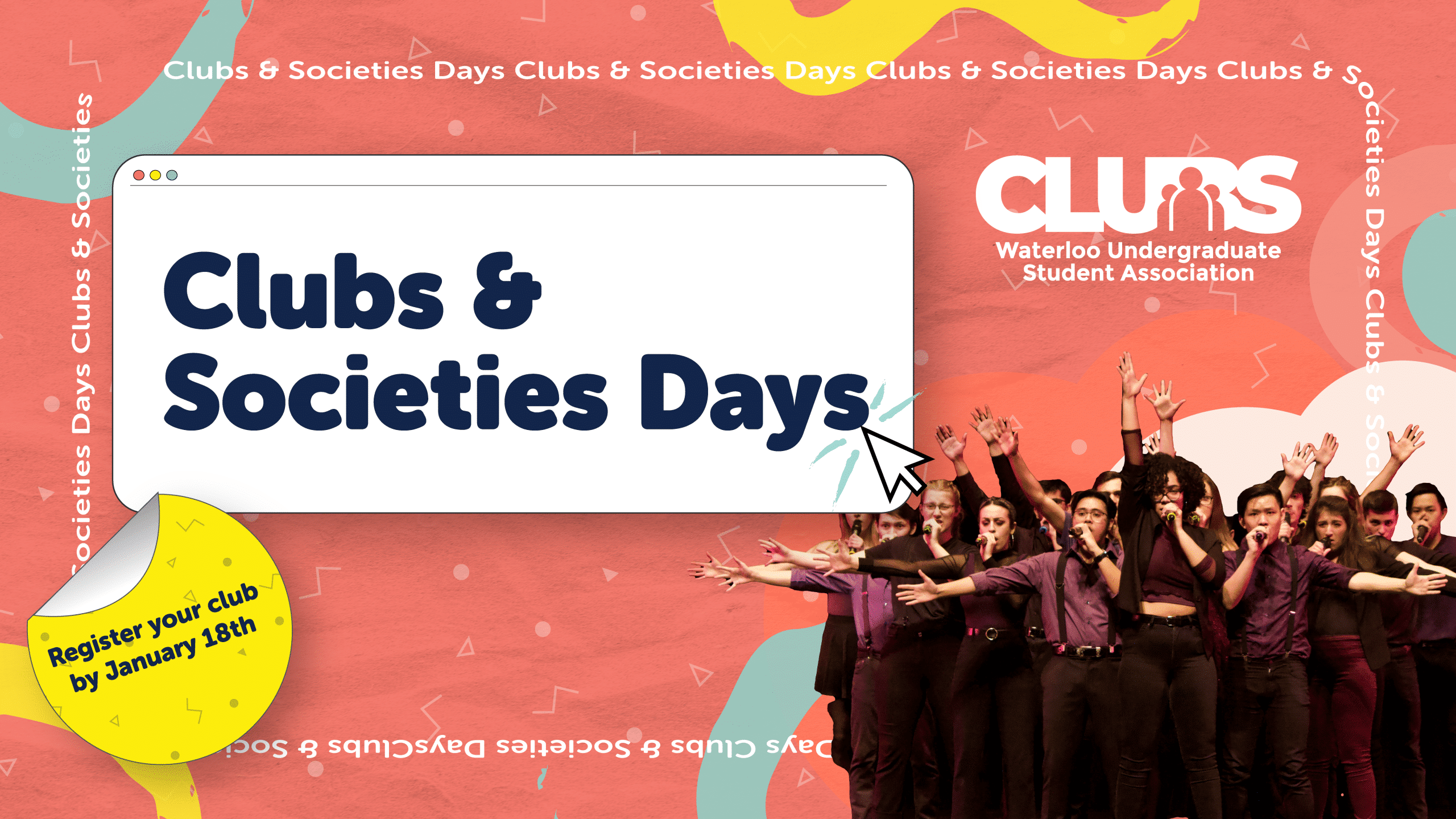 Clubs and Societies Days. Register your club by January 18th.