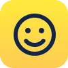 A rounded square app icon with a gradient yellow background featuring a simple black smiling face in the center. The smiley face consists of two dots for eyes and a curved line for a mouth, giving a cheerful and happy appearance.