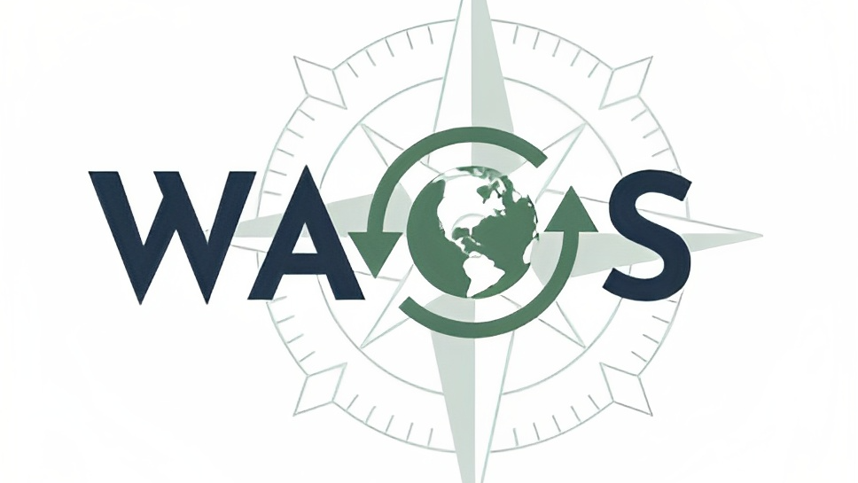 Logo with compass rose, globe, and the letters "WACS" integrated.