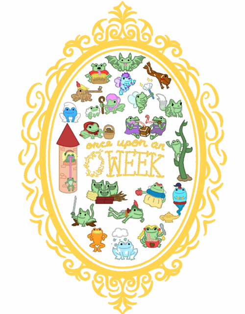 Framed illustration featuring whimsical frogs, engineering-themed objects, and "once upon an Oweek"—a perfect tribute to the Engineering Orientation Hoodie season.