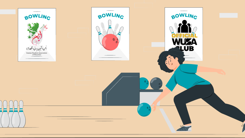 Illustration of ISAW's "Bowling Night" event on Friday, June 13th, 7:30 PM at Splitsville Waterloo.