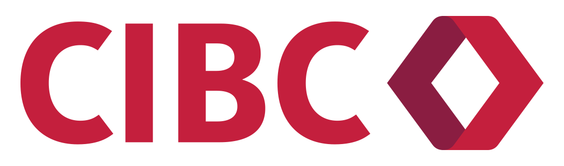 CIBC logo with red letters and a red geometric diamond-shaped symbol on the right.