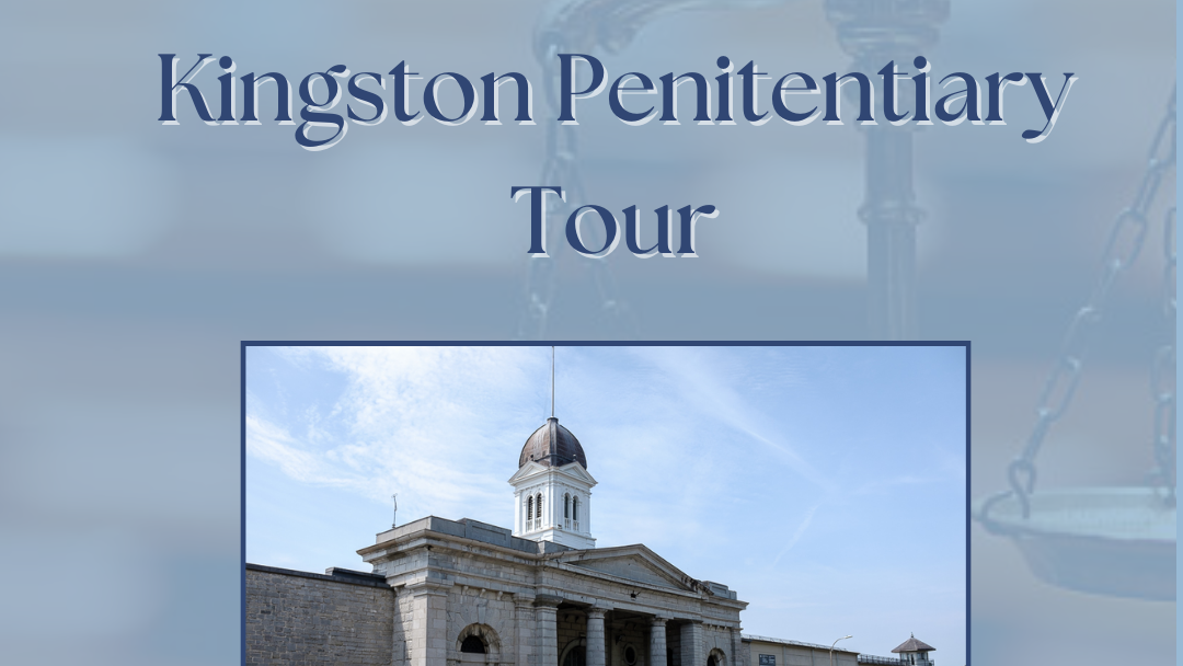 Front view of Kingston Penitentiary with text promoting a Kingston Penitentiary Tour on Thursday, September 25th.