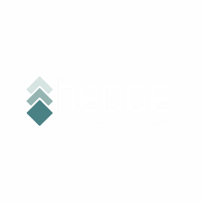 Logo with three stacked arrows and the text "hedge Financial Services Conference," featuring design elements from hEDGE Executive Quarterio, on a light background.