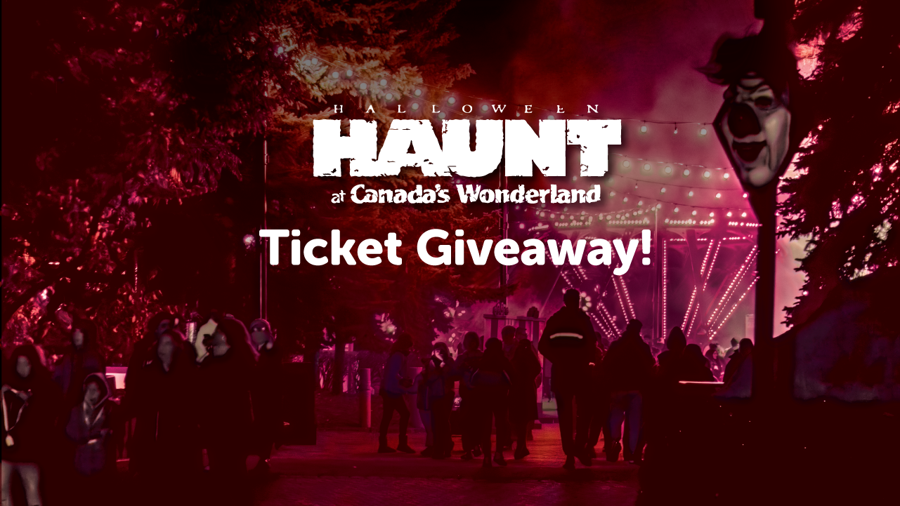 Step into the spooky thrills of Halloween Haunt as people walk through a haunted amusement park. Enter now for your chance to win tickets to the Halloween Haunt at Canada’s Wonderland!.