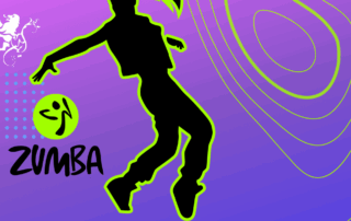 Silhouette dancing for a Persian Zumba event by ISAW on Nov 7, 7PM at PAC - Studio 1; vibrant purple and blue background.