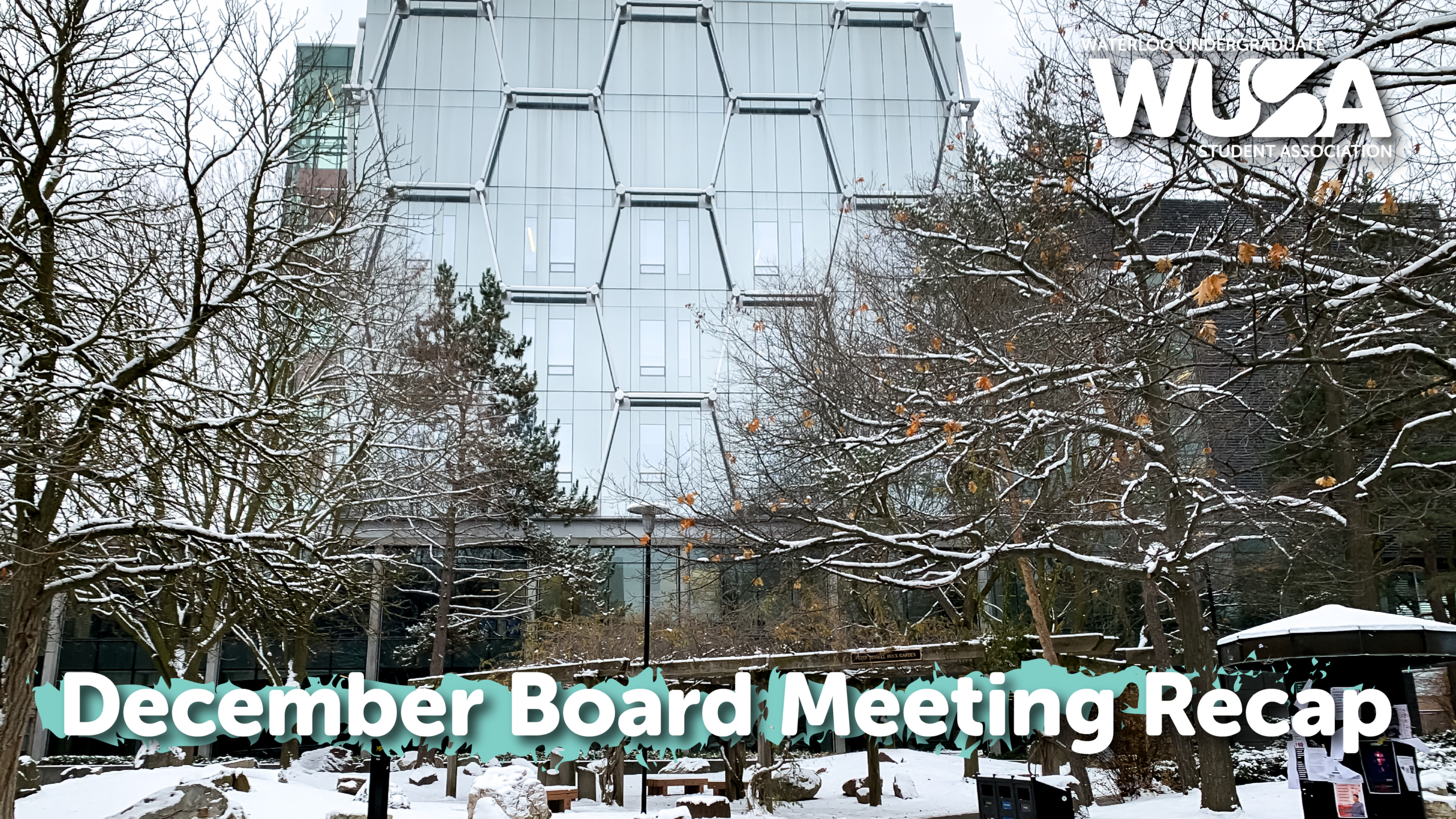 Month Article Graphics_December A snowy photo of campus.