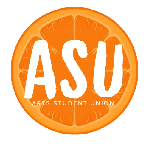ASU_Logo-no backgound Orange slice with bold white letters "ASU" and smaller text "Arts Student Union" in the center, representing one of the vibrant campus organizations.