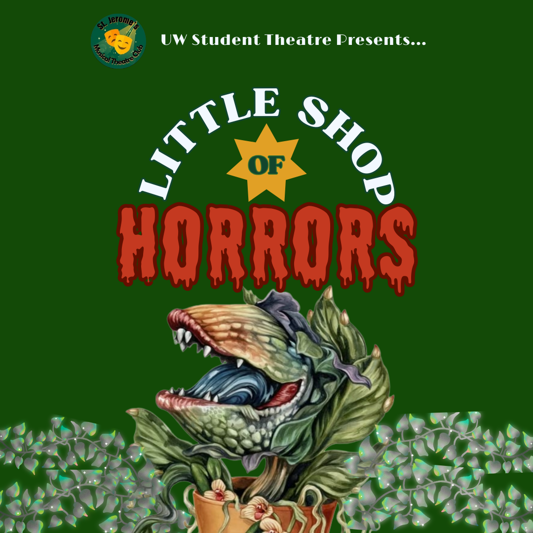 Poster for "Little Shop of Horrors," the hit musical, featuring a large, open-mouthed plant on a green background—a must-have for any theatre fan.