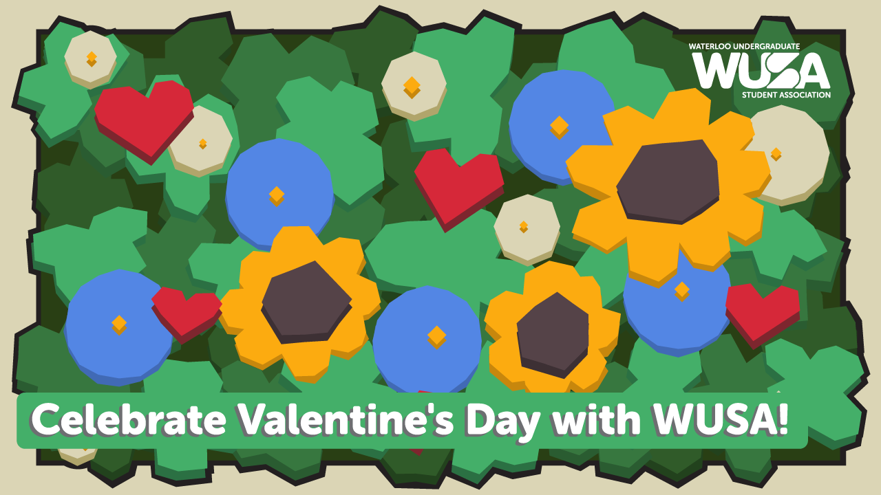 WUSA VDay Article w_title_Article Colorful flowers and hearts surround the cheerful "Celebrate Valentine's Day with WUSA!" text at the bottom.