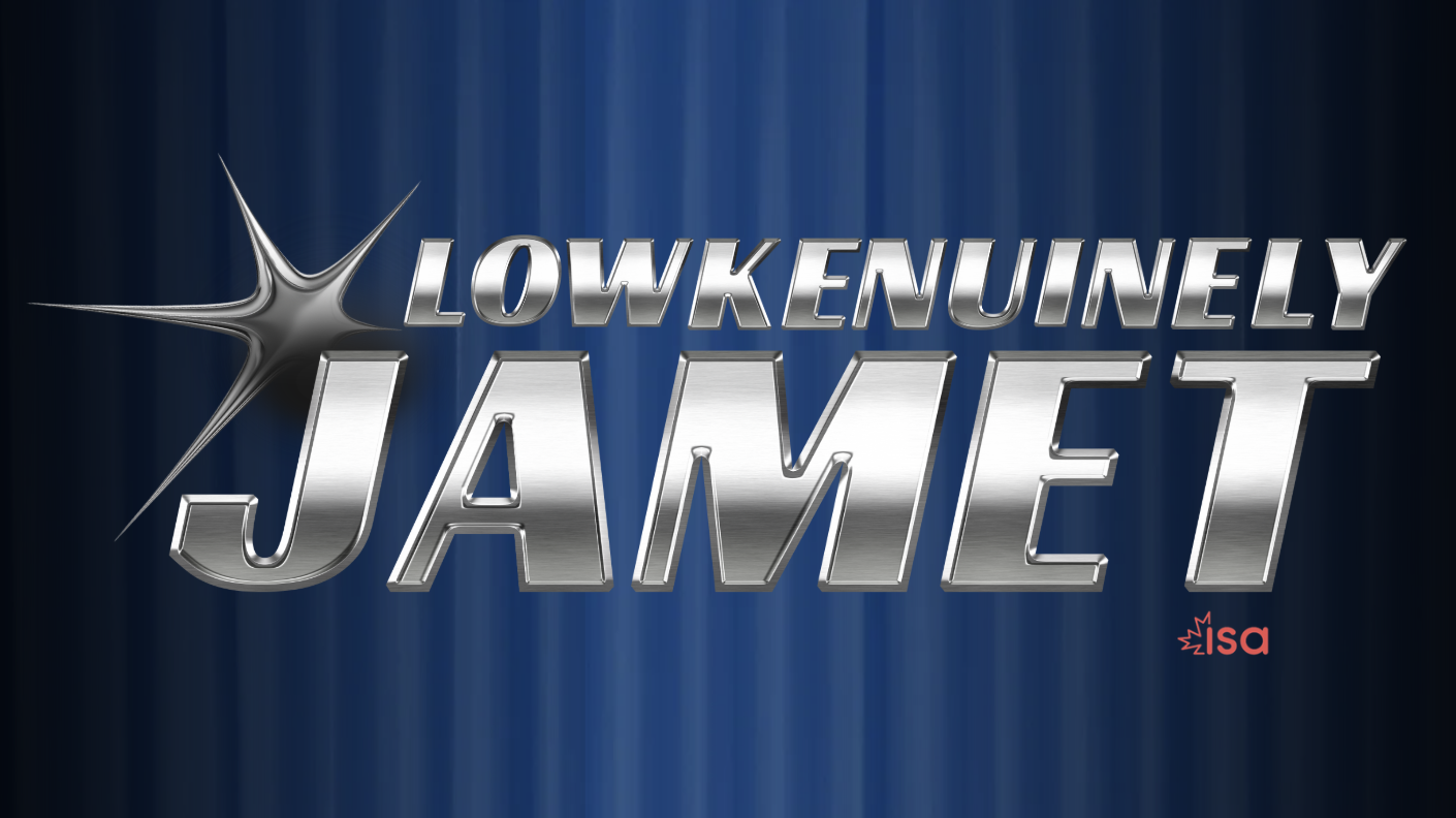 Metallic text reads "Lowkenuinely Jamet" with a star graphic, set against a dark blue striped background.