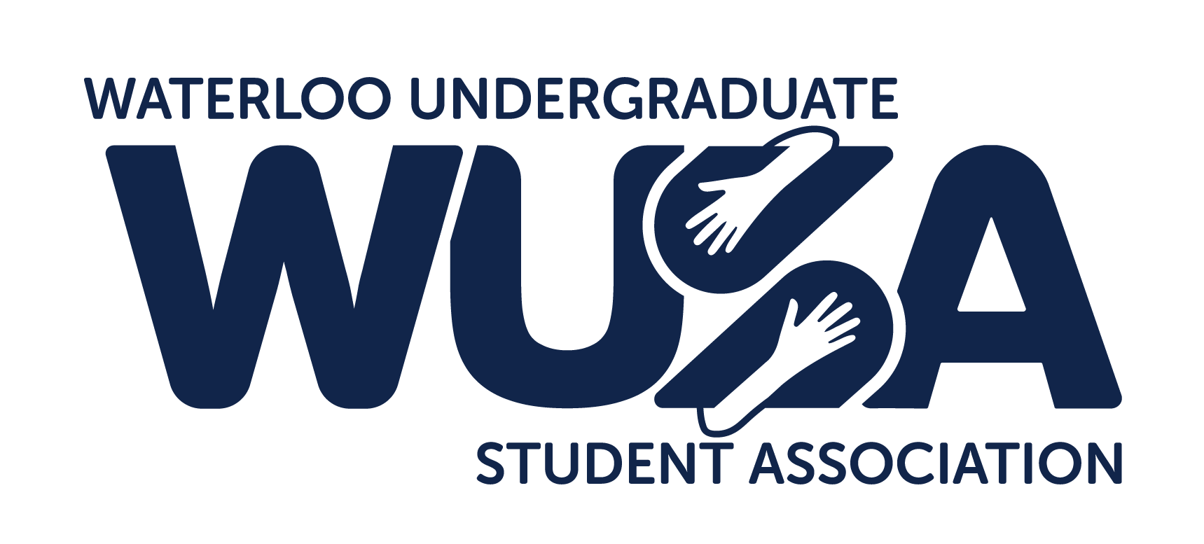 Waterloo Undergraduate Student Association (WUSA) logo featuring stylized hands inside the letters "U" and "S", symbolizing student safety and support.