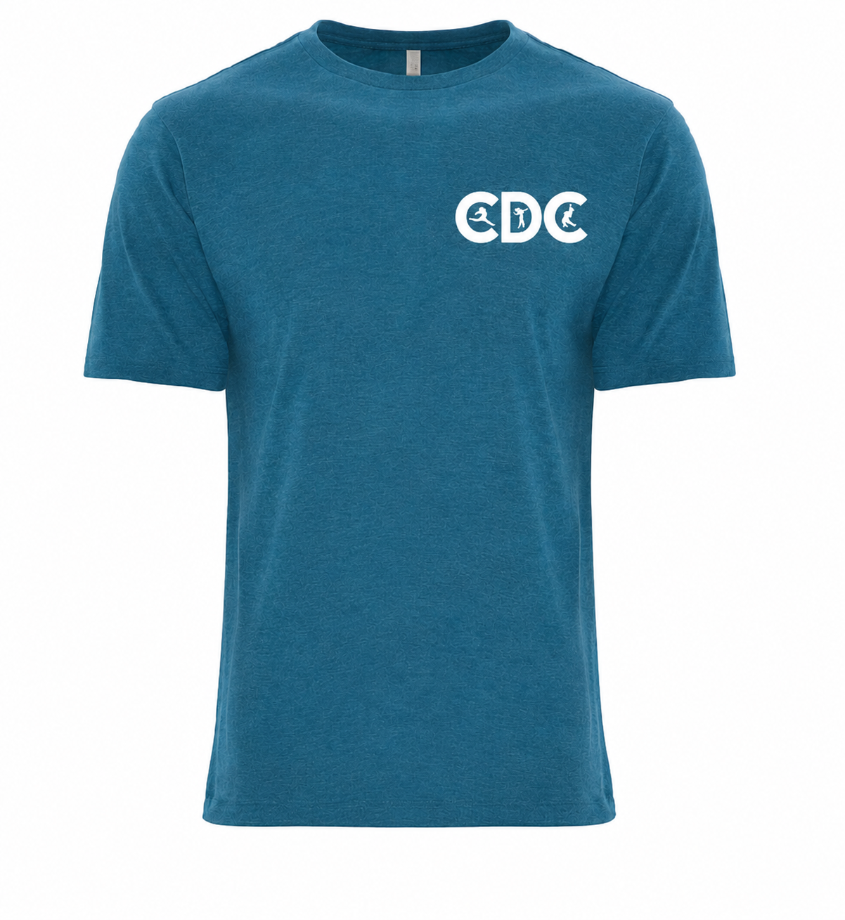 CariVybz Dance Company T-Shirt featuring "CDC" in white, each letter with a unique design, on the upper left chest.