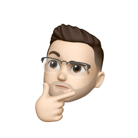 Rory 3D cartoon avatar of a man with glasses, brown hair, and beard, thinking with hand on chin.