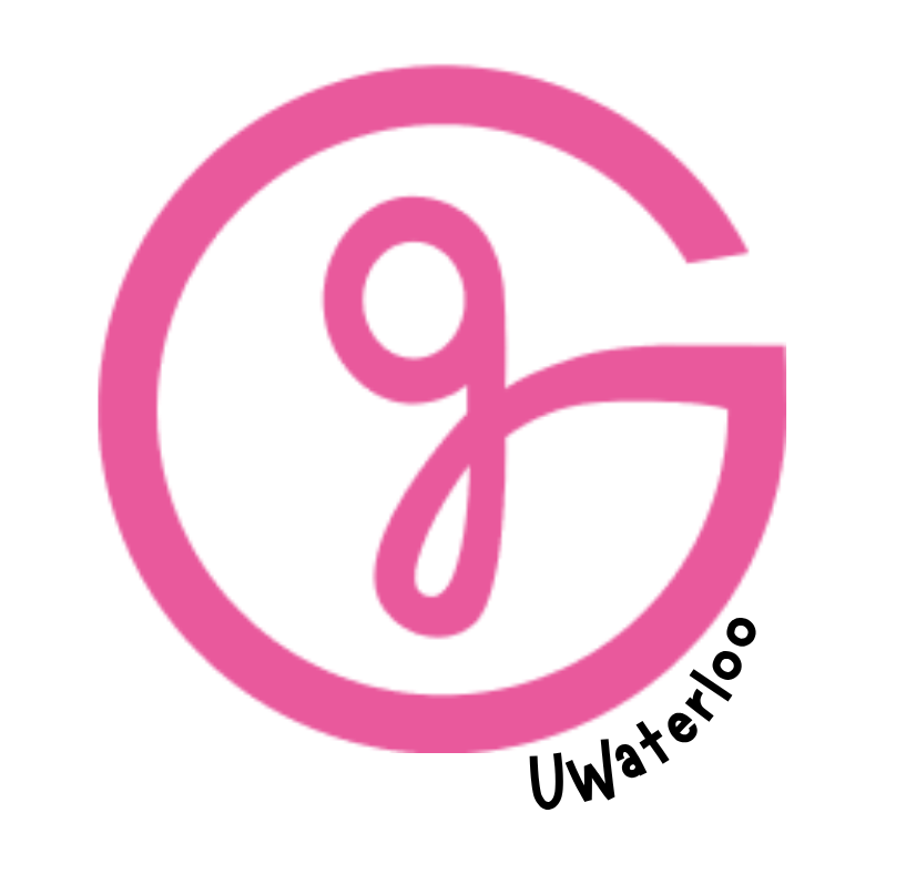 A pink circular logo with a stylized lowercase "g" and the word "UWaterloo" below it, inspired by a recent visit to Chartwell Clair Hills retirement home.