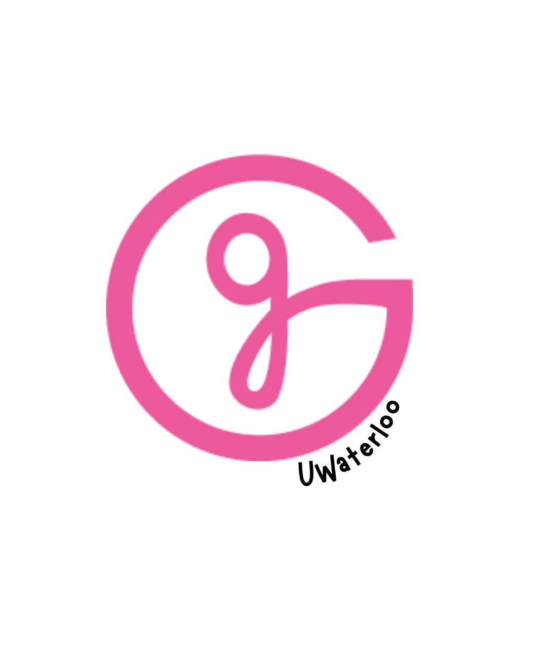 A pink circular logo with a stylized lowercase "g" and the word "UWaterloo" below it, inspired by a recent visit to Chartwell Clair Hills retirement home.