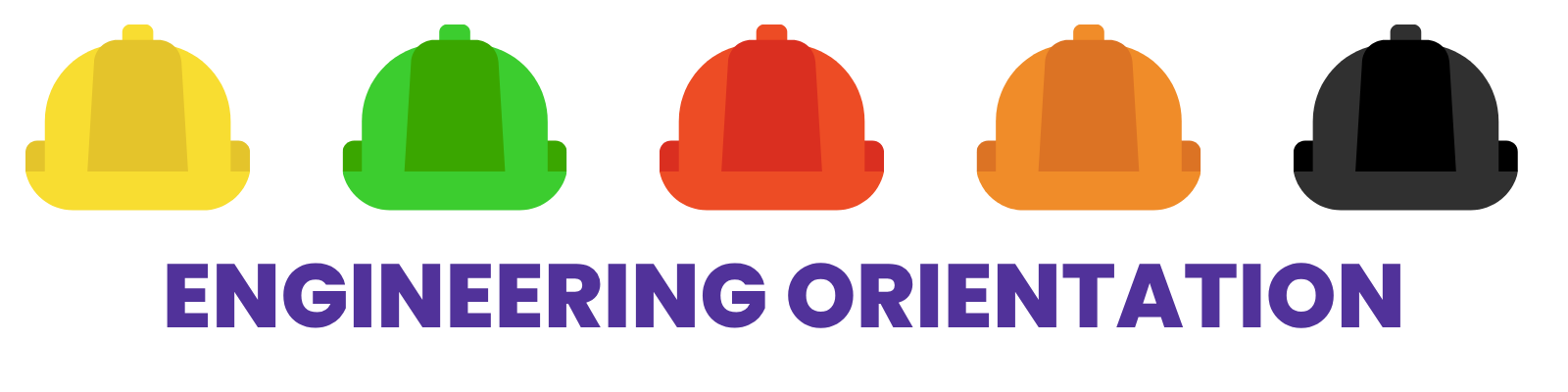 Five colored hard hats above the words "Waterloo Orientation – Engineering" in bold purple letters, capturing the spirit of Waterloo Orientation.