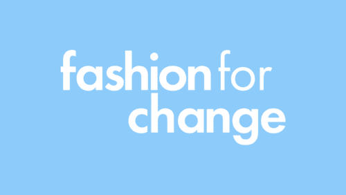 White text “Fashion for Change” appears on a light blue background, highlighting our commitment to sustainable fashion and inviting you to discover the exclusive Fashion for Change Membership.